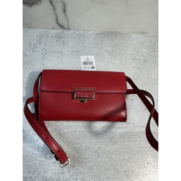 Kate Spade Reegan Smooth Leather Wallet Crossbody KB545 Candied Cherry Red NEW - Picture 8 of 9